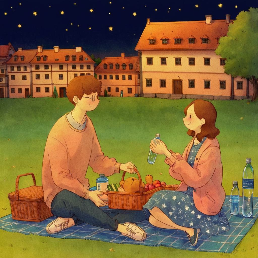 00019-1024584233-_lora_puuung-000014_0.7_,puuung, romantic ambiance, illustration, couple, picnic, sitting, grass, outdoor, animated characters,.png